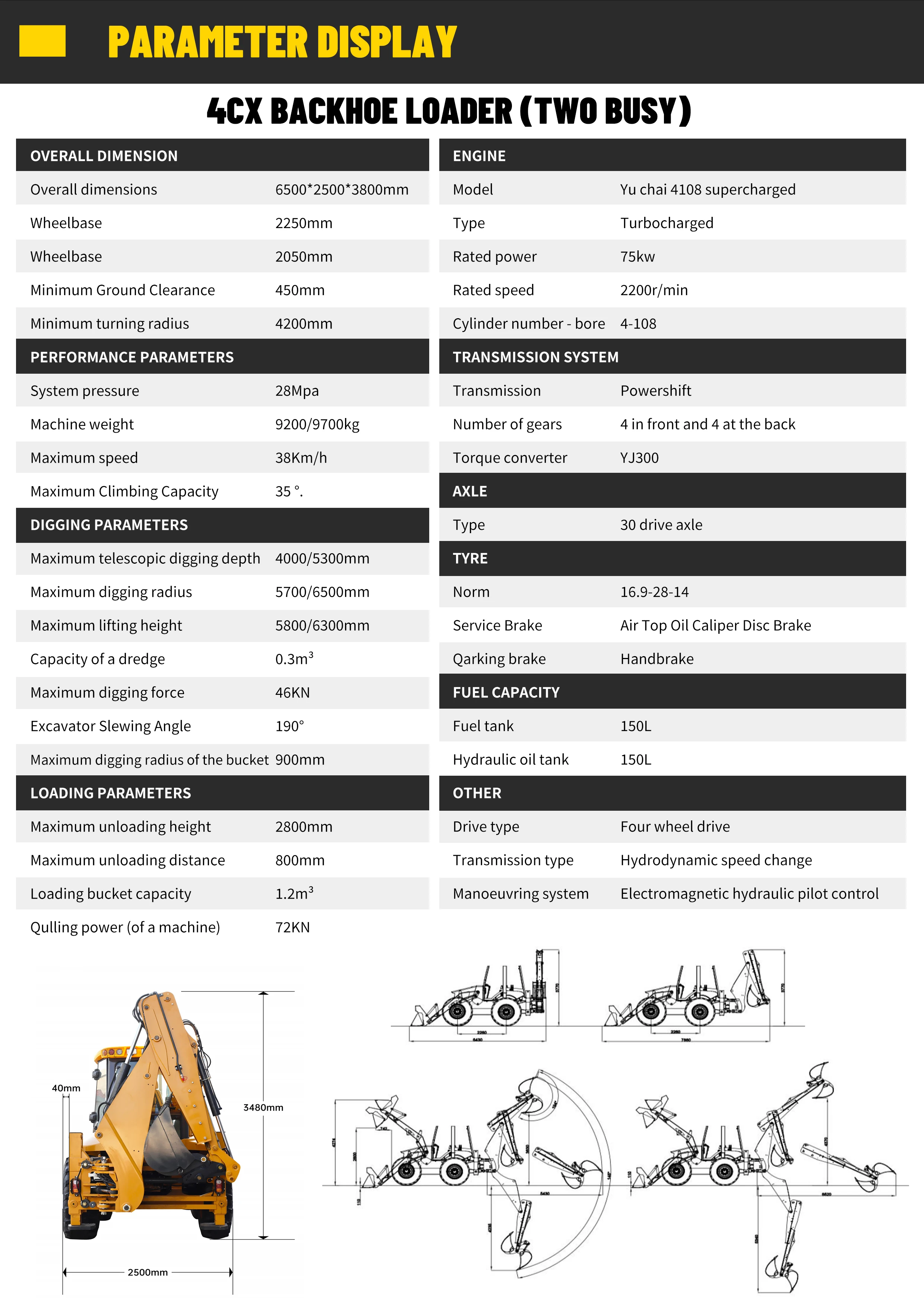 Fabrikpreis Mini-Baggerlader Multifunktionaler 4WD-Traktor-Bagger für Philippinen, Vietnam, Indonesien – Detail 7