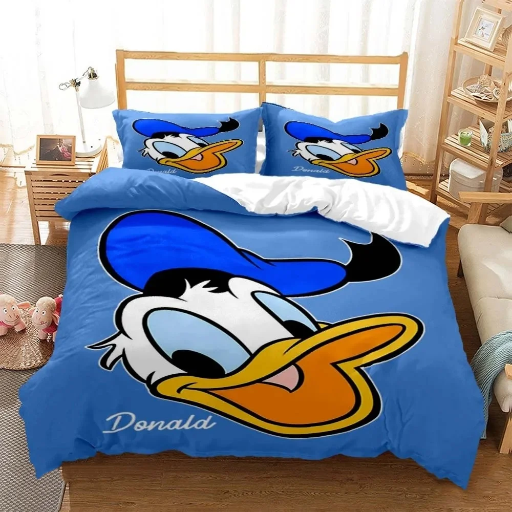 Disney Cartoon Duvet Cover Set Donald Duck Cute Pattern Bedding Set Duvet Cover Pillowcase for Kids Boys Girls Room decoration