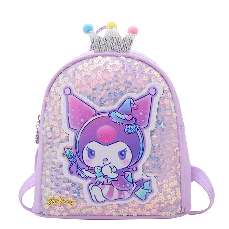 Sanrio hello kitty детский рюкзак для детского сада kuromi pu принцесса сумка через плечо с блестками для мальчиков и девочек школьная сумка с героями мультфильмов