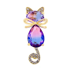 New Trendy Cute Bow Cat Brooches For Women Clothing Buckle Accessories Rhinestone Lovely Cat Animal Brooch Jewelry Gifts