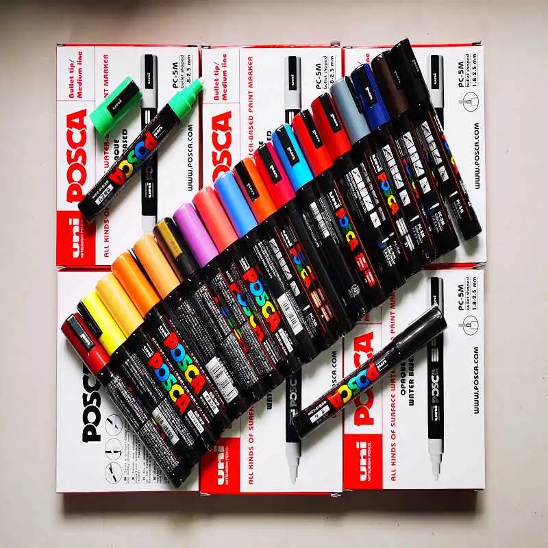 

1 шт. UNI POSCA PC-3M 0,9-1,3 мм акриловый маркер с тонким наконечником CD, металлическое стекло, цветная ручка для рисования комиксов, сенсорная марка