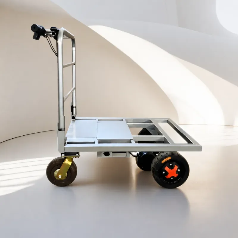 Electric Flat Trolley Four Wheel Folding Cart for Tile Sand Cement Home Construction Site Material Handling Elevator Truck