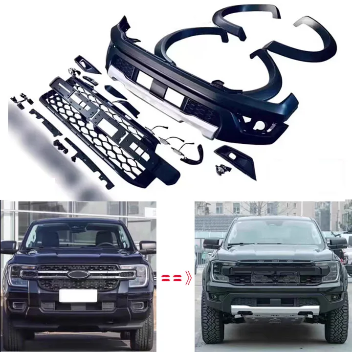 

FORBody Kit Face Lift Bumper Grille For FORD RANGER 2023 2024 XLT SPORT WILDTRAK Upgrade To RAPTOR