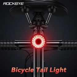 Rockbye 자전거 후미등, IP65 방수 LED 자전거 미등, USB 충전식 MTB 사이클링 야간 라이딩 램프, 자전거 액세서리