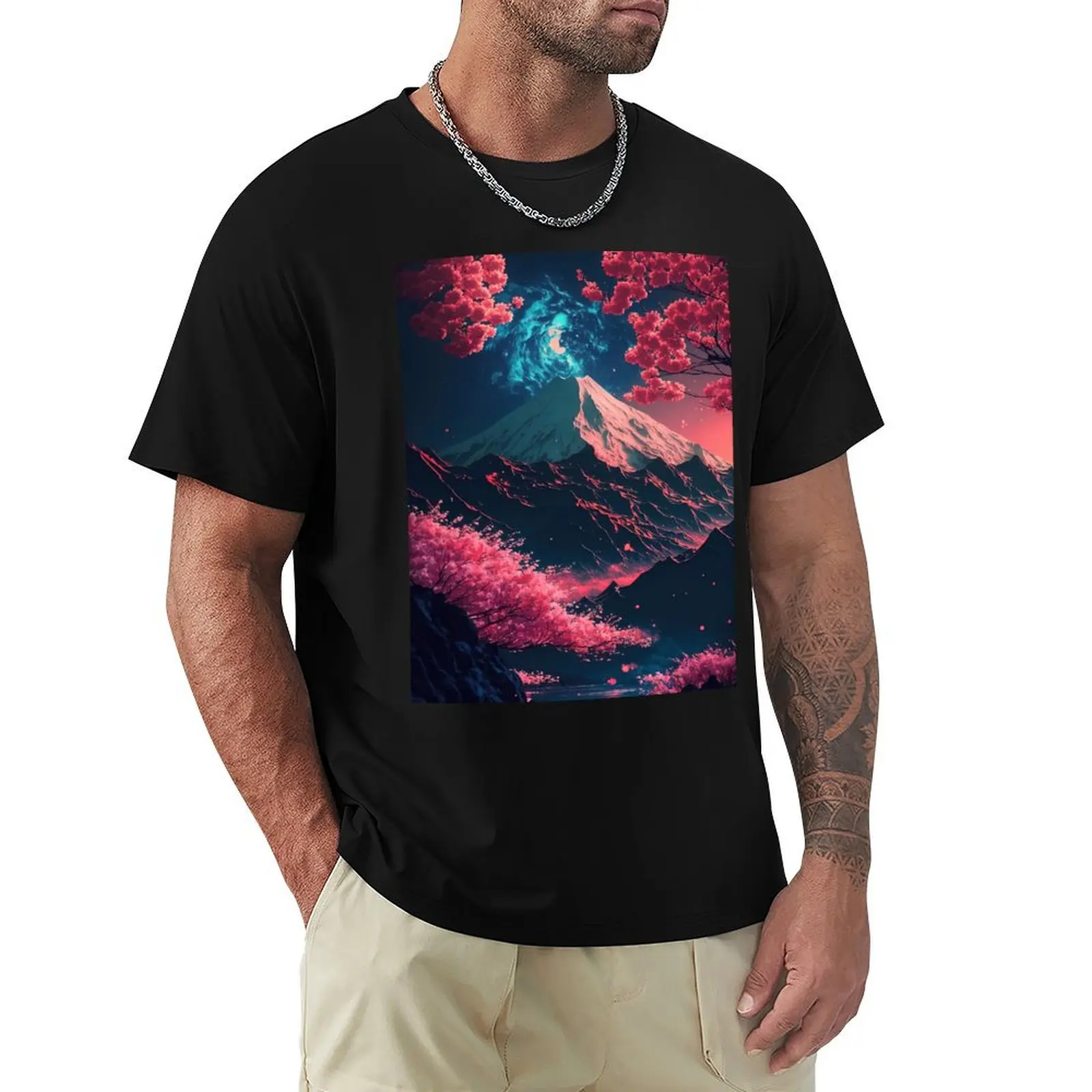 T-shirt décontracté résistant à l'eau Japanese Nature Neon Bliss