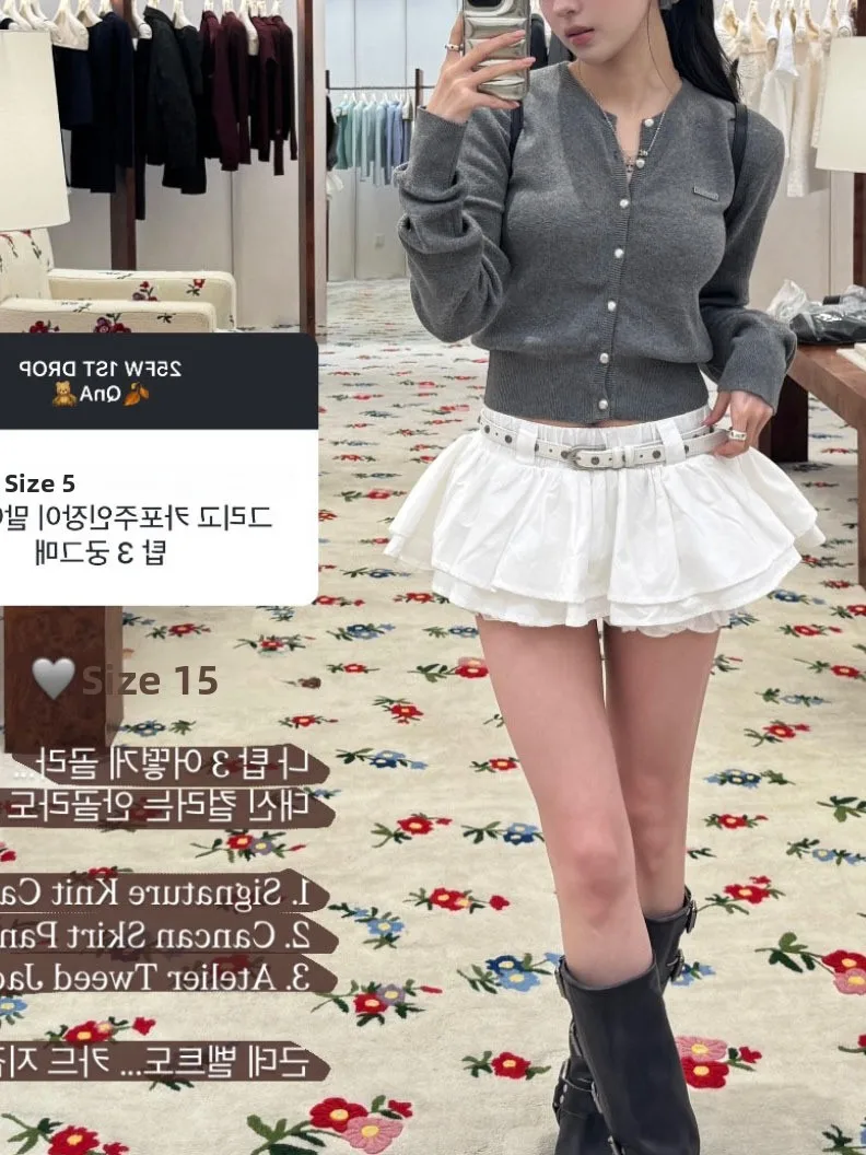 Slimming Short Ballet Style Pleated Skirt Casual Low Waist A-Line Loose Fit Polyester Fiber Skin-Friendly Breathable