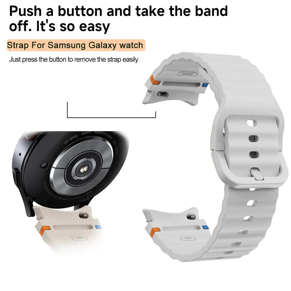 Cinturino in silicone originale per Samsung Galaxy Watch 7 6 5 4 40mm 44mm Bracciale per Galaxy Watch 6 4Classic 43mm 47mm Cinturino