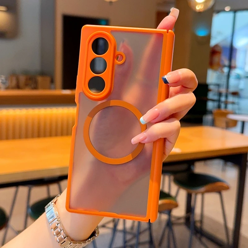 

Luxury Business Magnetic Skin Feel Phone Case for Samsung Z Fold 8 Ultra 7 6 5 Shockproof For Magsafe Full Lens Coverage‌ Cover