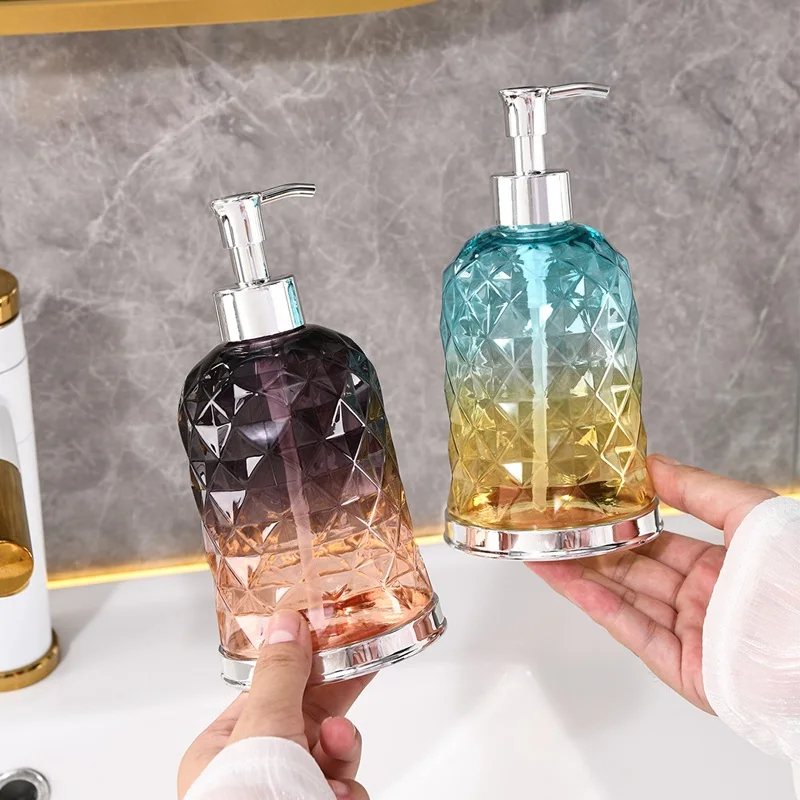 Gradient Embossed Dispenser,  Modern Press Pump Refillable Dispenser for Liquid Soap, Shampoo, Essential Oil