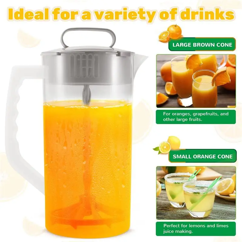 VEHO-3X Mixing Pitcher For Drinks,2 Quart/64Oz Plastic Water Pitcher With Lid,Easy-Mix Juice Container,Angled Plastic Blades