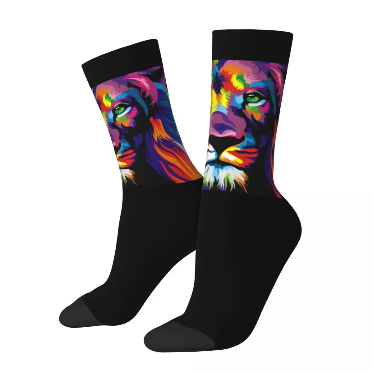 Banksy Rainbow Lion Graffiti Pop Art Painting Socks Harajuku High Quality Stockings All Season Long Socks Accessories for Unisex