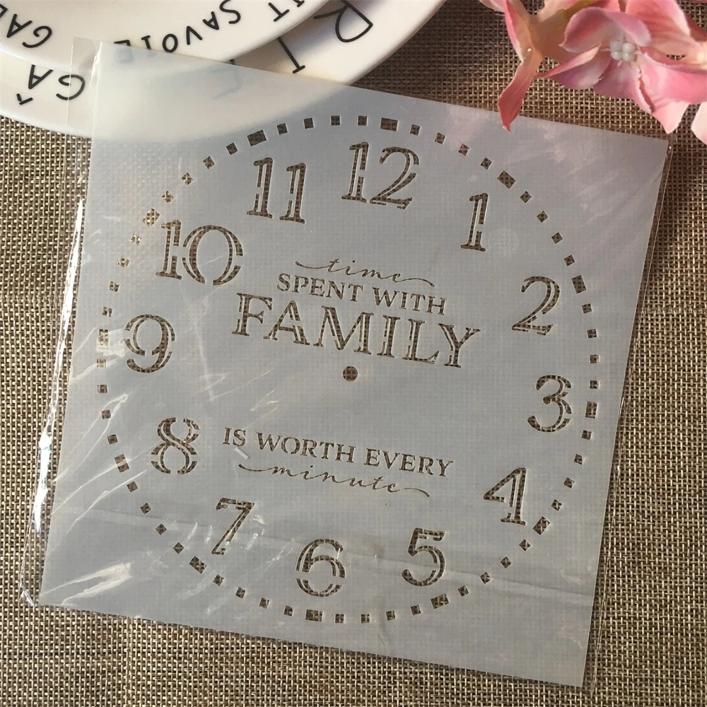 6*6inch Clock Words Dial DIY Layering Stencils Painting Scrapbook Coloring Embossing Album Decorative Card Template