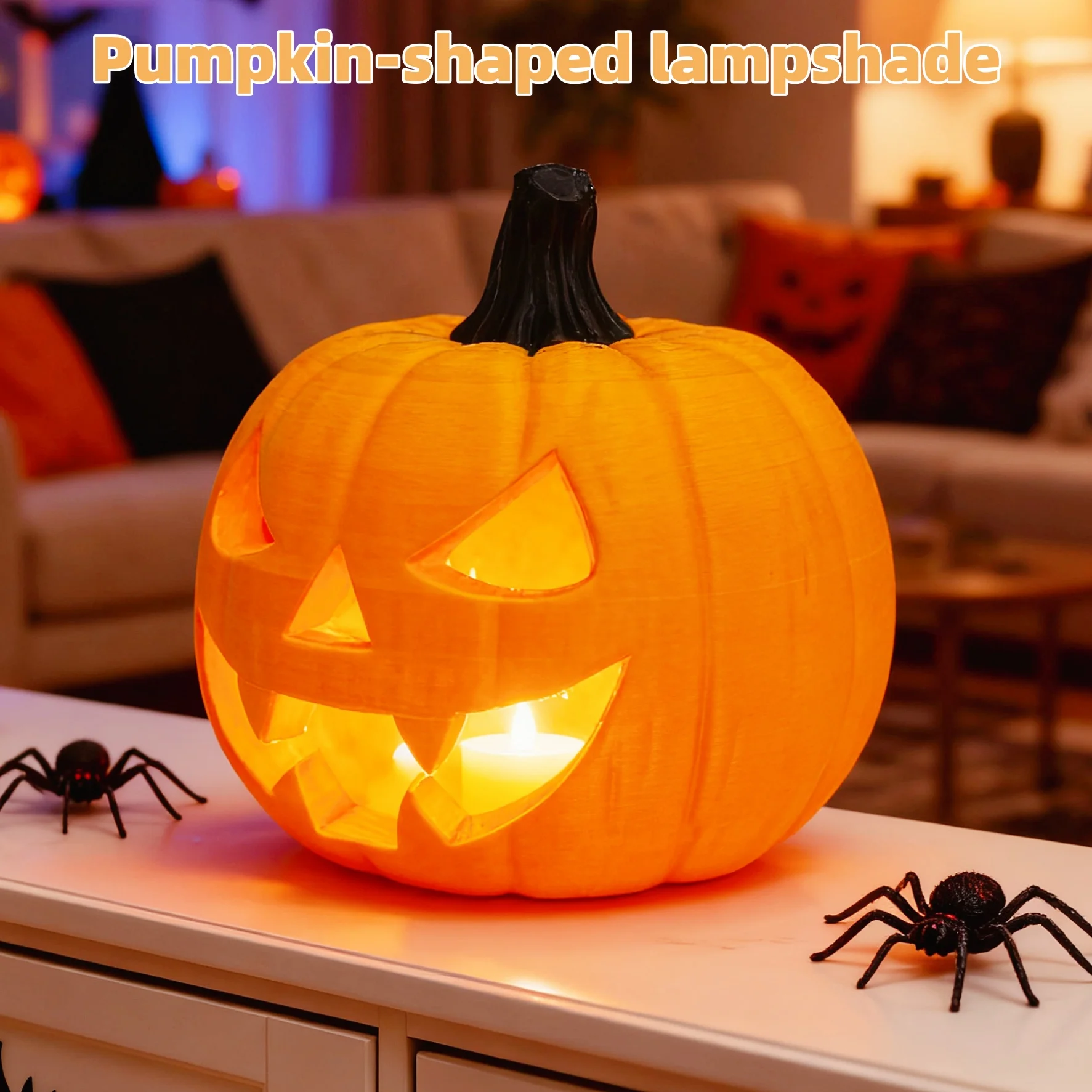 Halloween prank pumpkin headlamp cover, made of plastic material, durable and not easy to break, perfect Halloween gift image 3