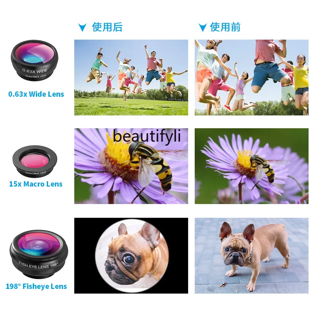 Asmt42 تليفوتوغرافي عين السمكة واسعة الزاوية ماكرو أربعة في واحد عدسة الهاتف المحمول للتصوير الخارجي العالمي