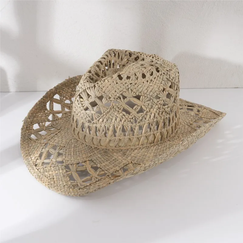 Men's and women's pure hand-woven hats outdoor vacation