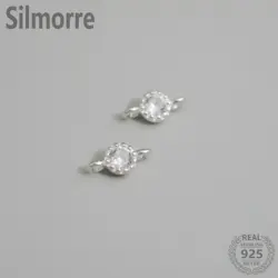 2pcs 100% Solid 925 Sterling Silver Zircon Connector for DIY Bracelet Necklace Making Jewelry Finding JQ0024