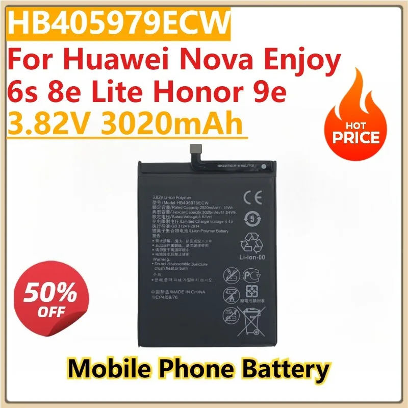 HB405979ECW High Quality Phone Battery 3.82V 3020mAh for Huawei Nova Enjoy 6s 8e Lite Honor 9e Brand New Replacement Battery