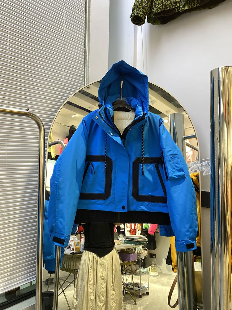 2025, neue Winter-Daunenjacke, kurze Damen-Kapuzenjacke mit abnehmbarem, zweiteiliger, dicker Daunenmantel