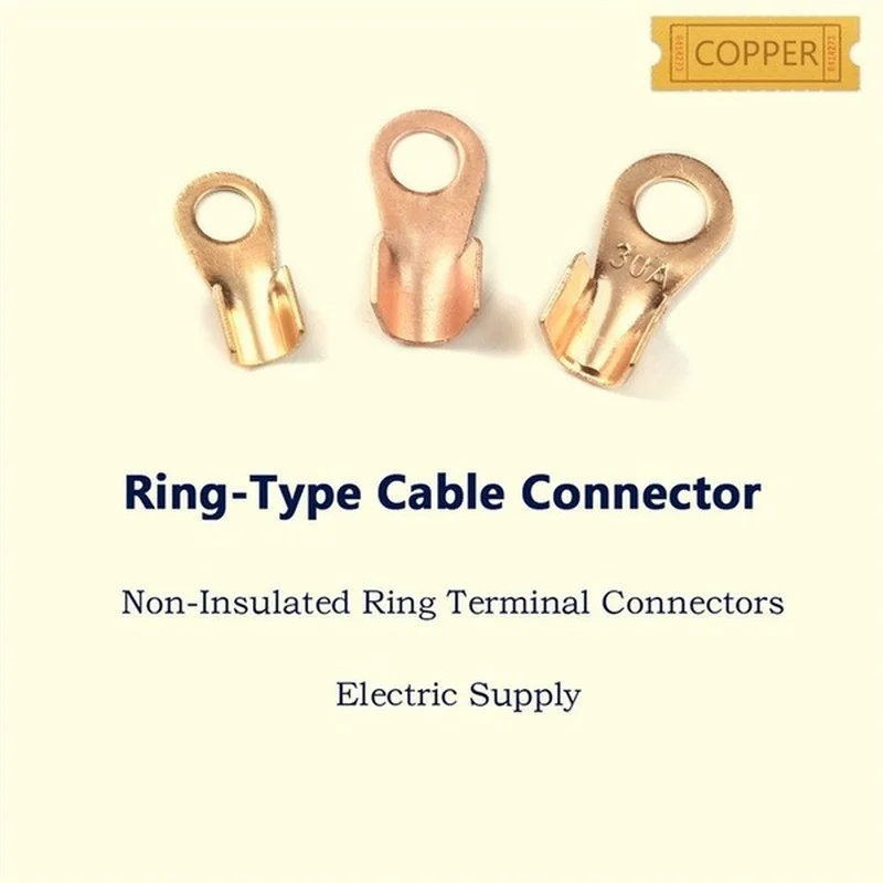 70/160/280/350PCS 10A-50A Open Crimp Ring Connector OT Cable Electrical Wire Terminal Copper Lugs Terminal Connectors Kit