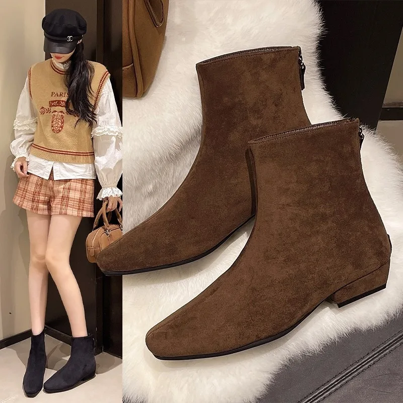 

Stylish and Simple Ankle Boots for Women's High Heels Suede Winter 2025 Fashion Boots New Walking Designer Short Boot
