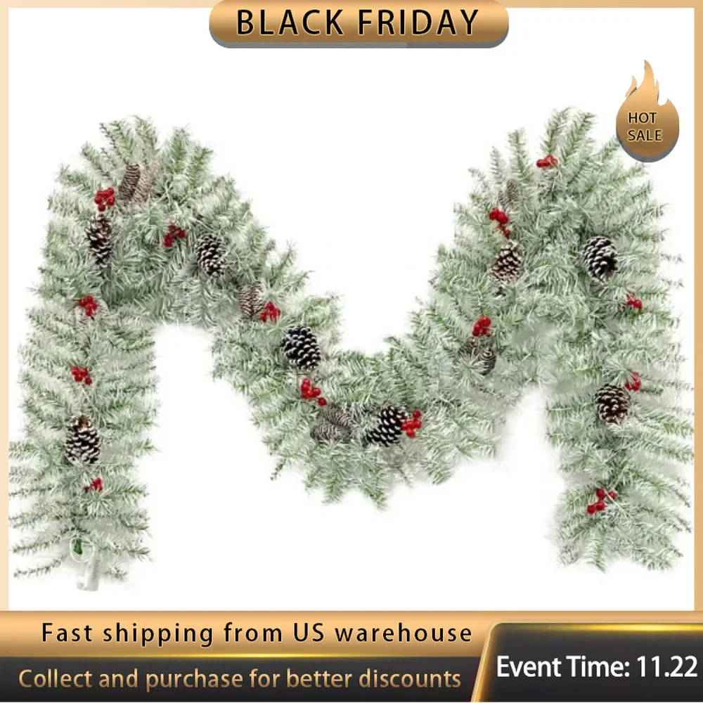 Artificial Tree Wreath Pre-installed Lighting Christmas Tree Artificial Christmas 4-Piece Set Garland and 2 Set Entrance Tree