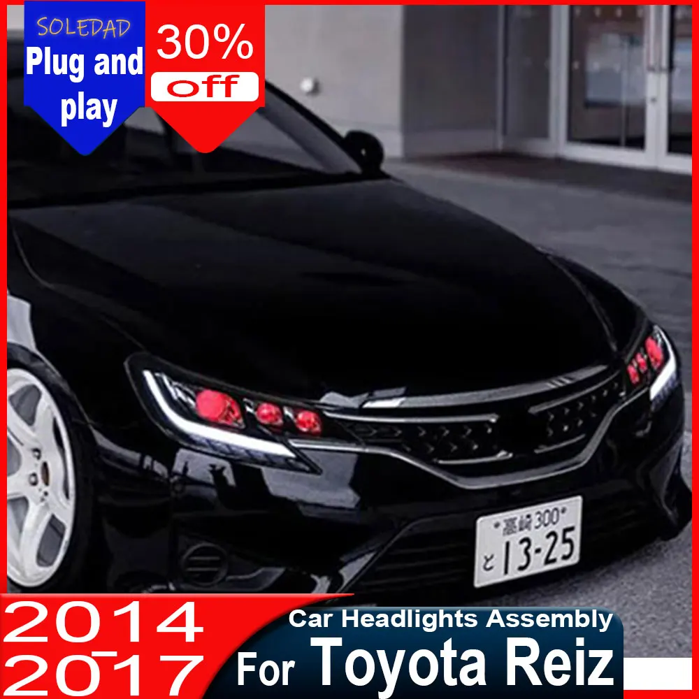 Car stylingFor Toyota REIZ 2013 2014 2015 2016 2017 Headlights Upgrade DRL Dynamic Signal Lamp Front light Assembly 2pcs