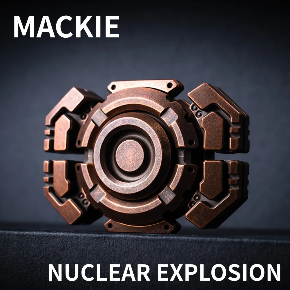 MACKIE Nuclear Explosion Copper Fidget Spinner Fidget Toys Metal Stress Relief Toy Two-Bladed Fidget Spinner Original Designs