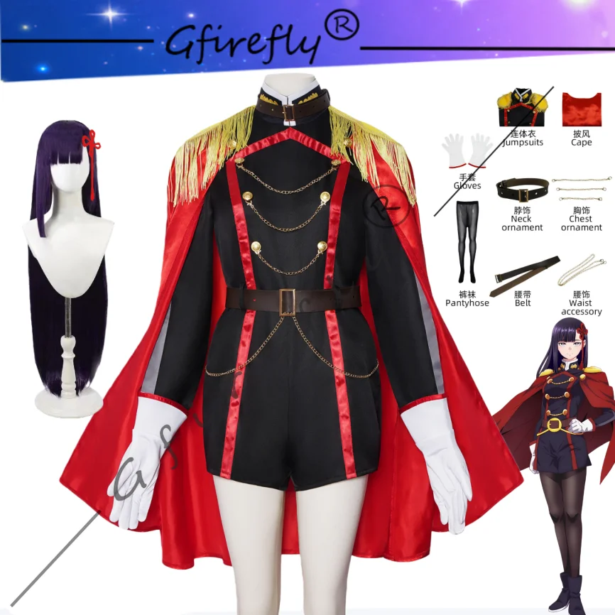 

Anime Chained Soldier Ren Yamashiro Cosplay Costume Uniform Cape Stockings Accessories Wig Halloween Party Costume