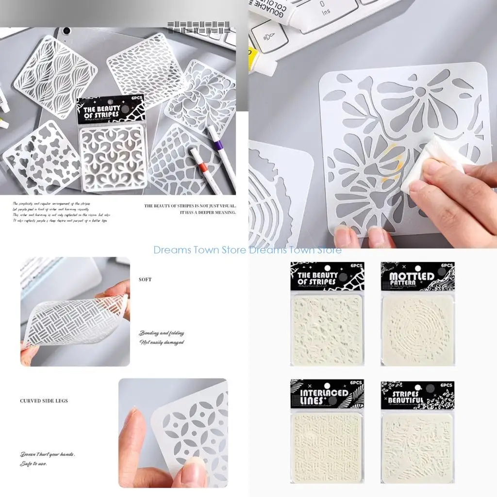 

HX6A 6 шт. шаблоны для рисования цветов, трафареты, многослойные трафареты, трафареты для рисования