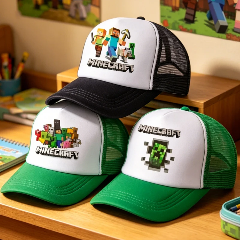 

Hot Pixel Game Baseball Cap Peaked Hat Minecrafted Cartoon Summer Couple Hats Anime Partern Mesh Cap Accessories Birthday Gift