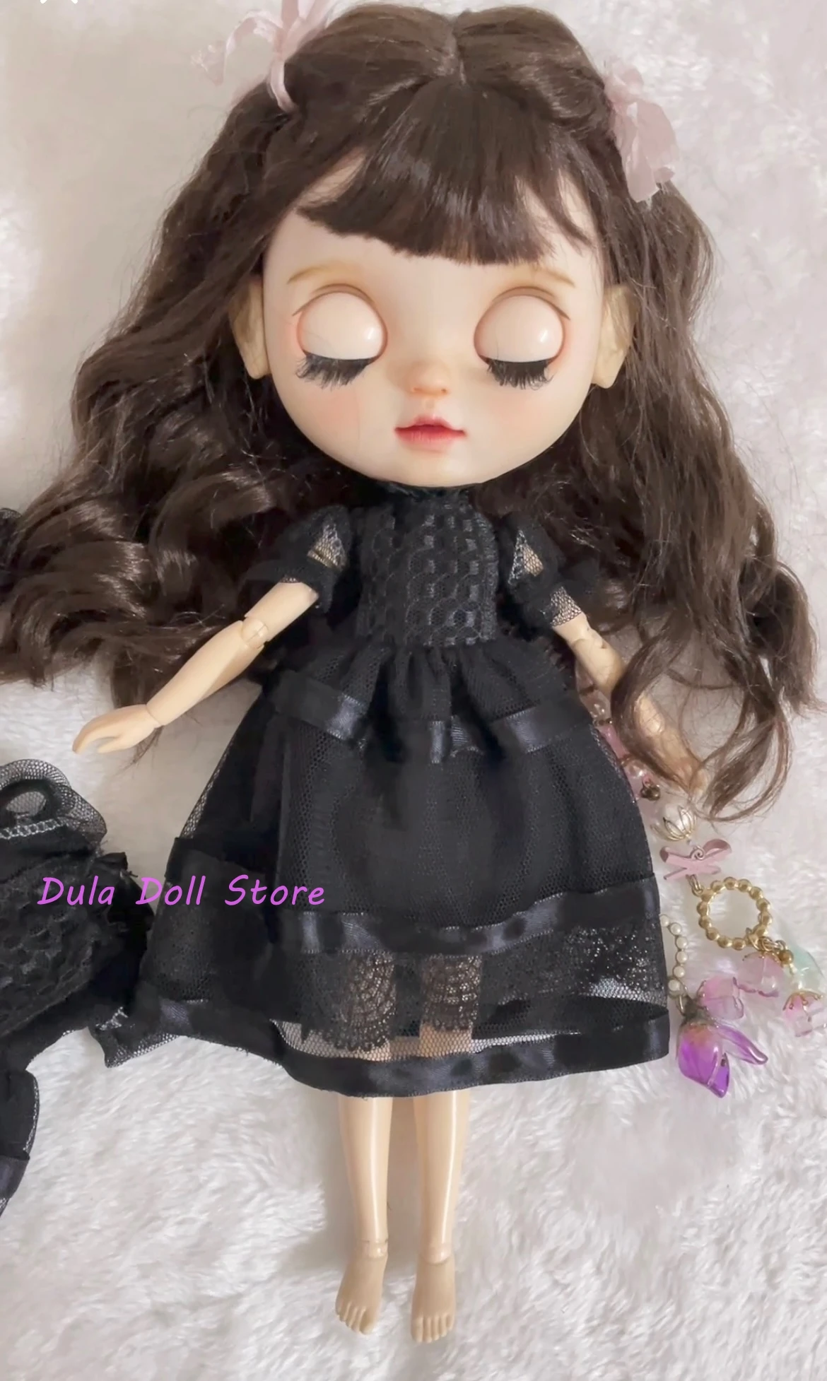 

Кукла Dula одежда платье черная газовая юбка Blythe Qbaby ob24 ob22 Azone Licca ICY jerfish 1/6 Bjd кукла