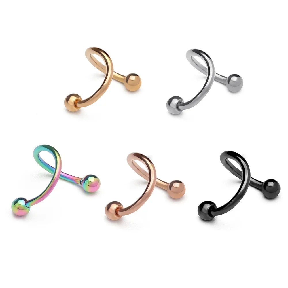 1 Pack Curved Nose Ring Stainless Steel S Shape Nose Ring Pink Nose Studs Piercing Body Piercing Jewelry for Men and Women