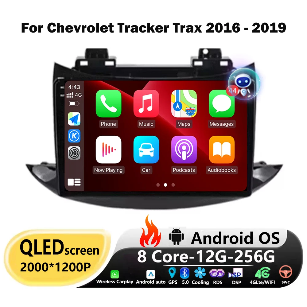 Android 16 Auto para Chevrolet Tracker Trax 2016 - 2019 Radio de coche navegación GPS reproductor de vídeo Multimedia Bluetooth DSP 4G Carplay