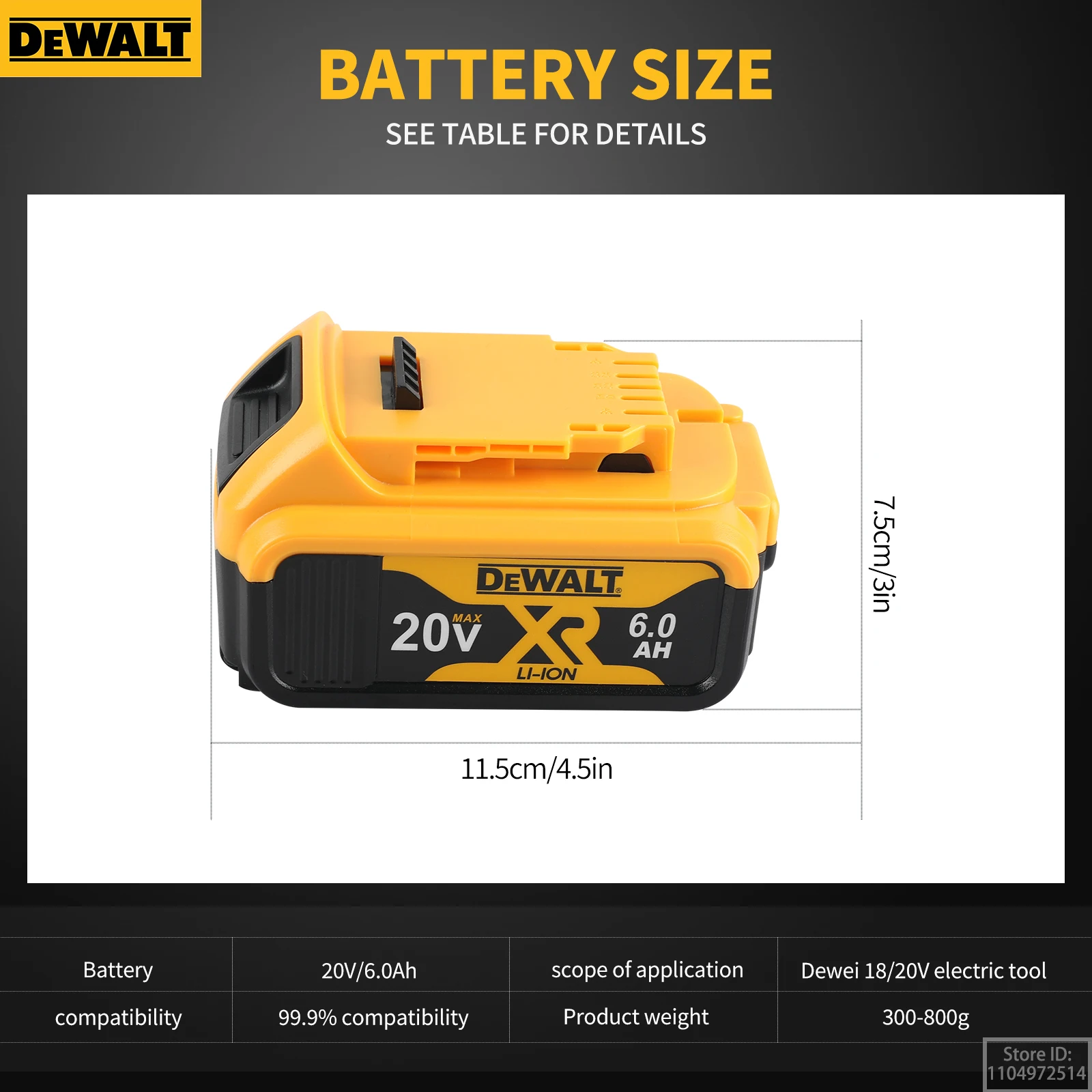 

DEWALT Original 20V Battery 20V 6.0Ah for DCD805 DCF850 DW405-FN DW405 DCF900 DW887 DW414 DEWALT Outillage Power Tools Battery