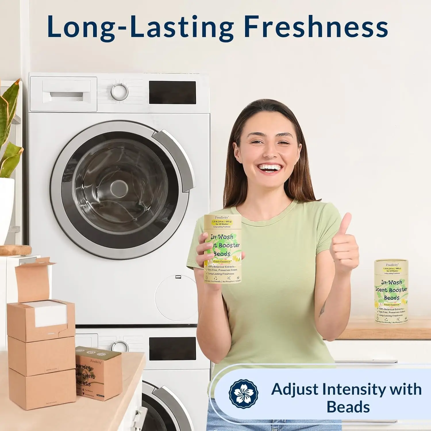 In‑Wash Scent Booster Beads – Fresh Essence Scent, Laundry Beads fabric softener, 24 oz – Lasts Up to 70 Washing Cycles – Eco‑Fr - view 5