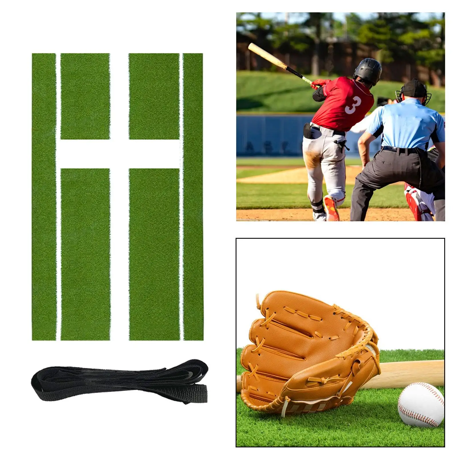 Baseball Softball Hitting Mat PE Material Anti Slip Batting Cage Mat Portable Training Equipment for Outdoor Practice
