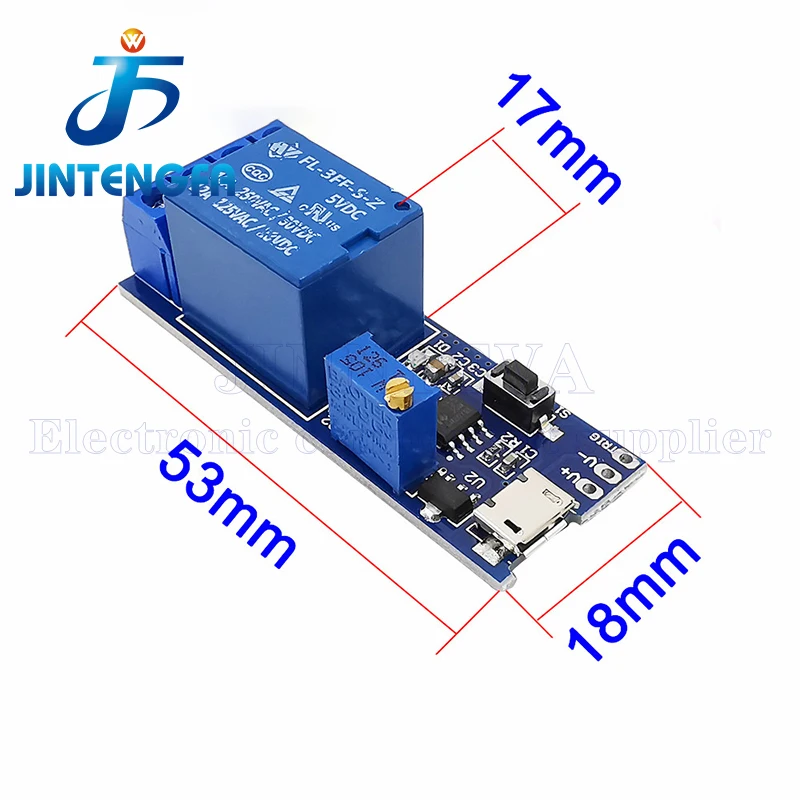 Modulo di controllo elettronico intelligente Interruttore di ritardo trigger 5V-30V Micro USB Alimentazione timer relè di ritardo regolabile