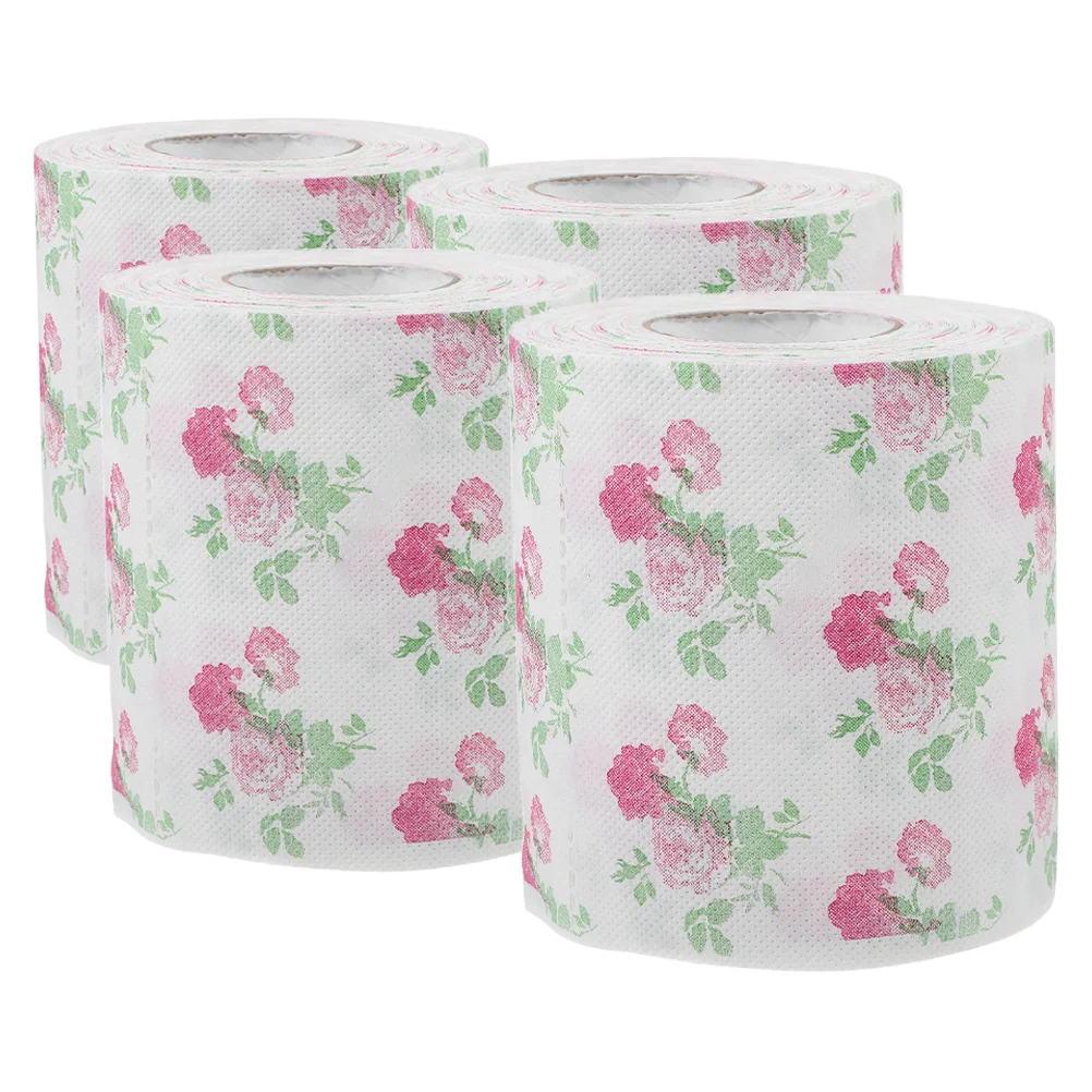 

4 Rolls Colored Toilet Paper Tissue Bathroom Supplies Dinner Napkins Towels Sanitary Decor Soft Kitchen Printed Tissues