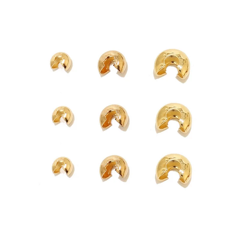 

50pcs Stainless Steel Gold Semicircle Crimp Cover Locate Spacer Bead C Shape Beads For DIY Jewelry Making Findings Components