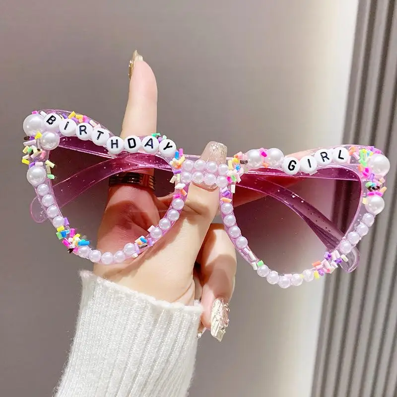 Pink and White Heart Shaped Birthday Queen Decor Frame with Glasses; A Unique Party Gift for Ladies