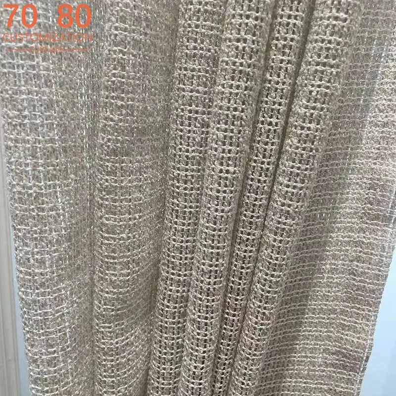 New Woven Jacquard Cotton Linen Mesh Window Curtains for Bedroom Living Room Balcony Window Customized French Window