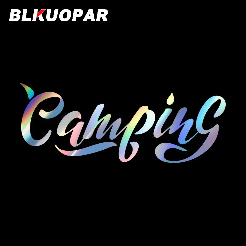 

BLKUOPAR Camping Art Text Silhouette Car Stickers Laser Graphics Personality Decal Bumper Motorcycle Windshield Decoration