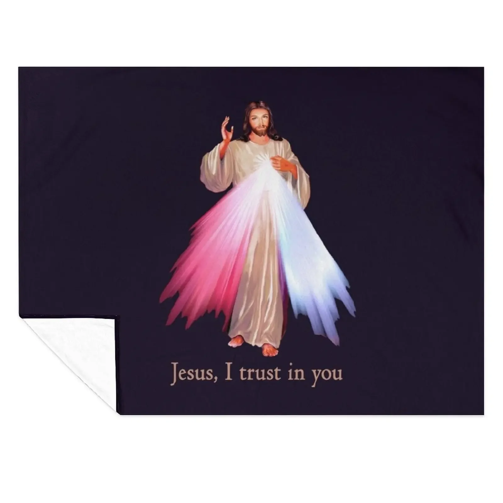 

Jesus I trust you Divine Mercy Image (transparent background design) Throw Blanket Picnic anime Blankets