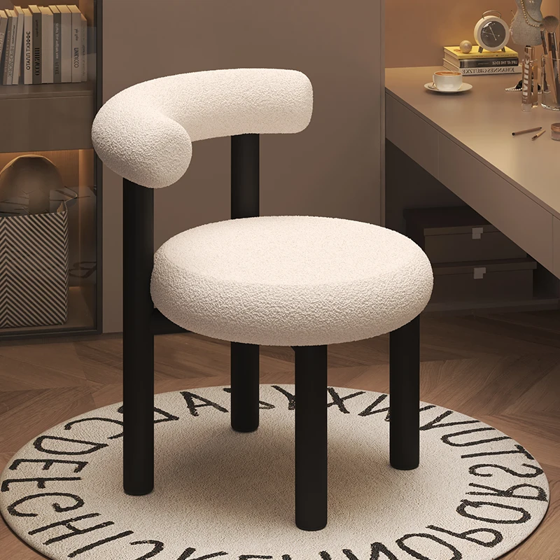 

Winter lamb velvet dressing stool, luxurious dressing stool for women's bedrooms, comfortable nail chair, backrest chair