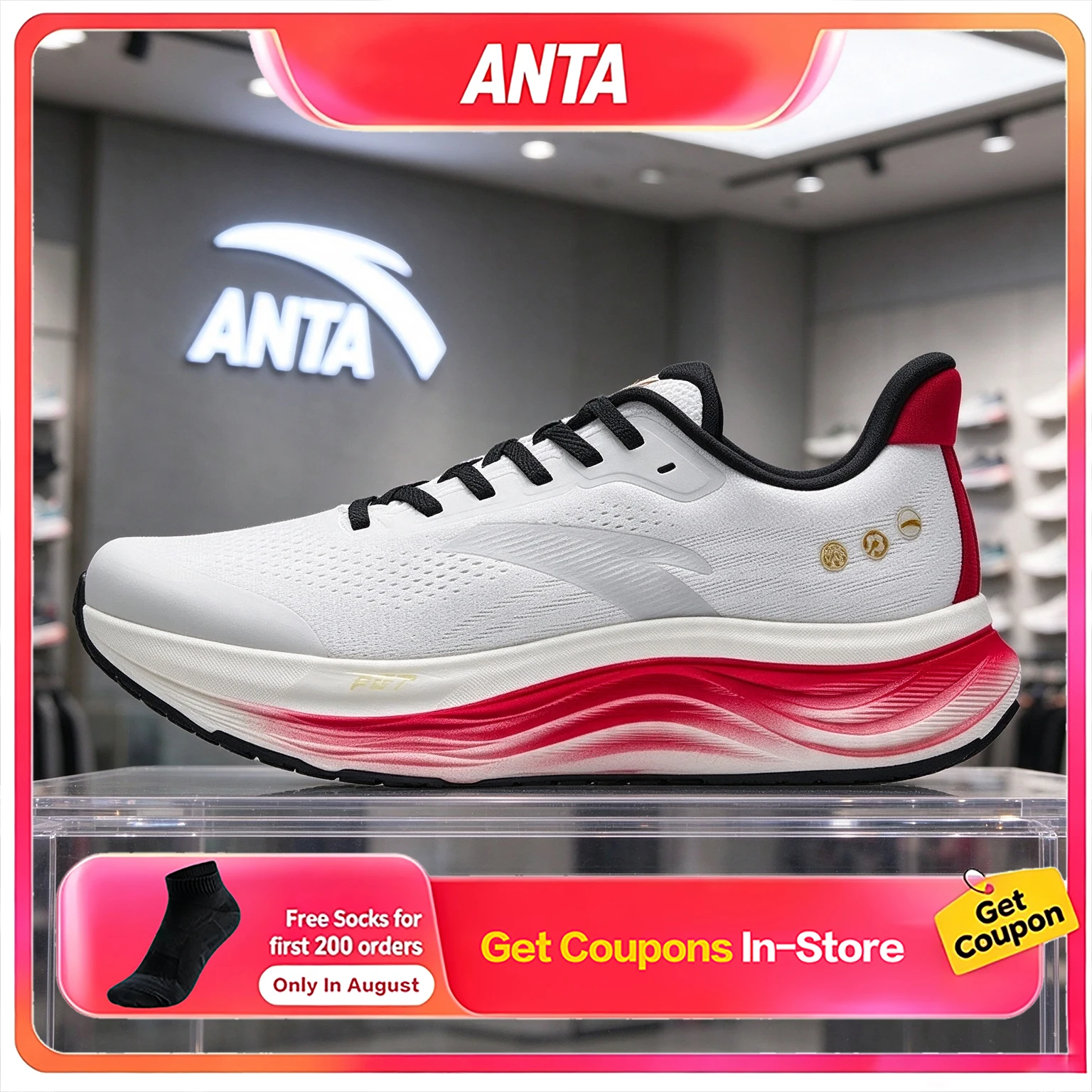 ANTA Men's professional shock-absorbing running shoes, winter new style, jogging new year style, sports shoes