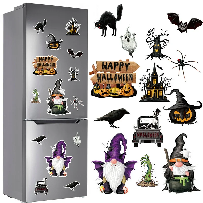 

WSJ-CT347-CHalloween Decoration Refrigerator Magnet Witch Pumpkin Head Dwarf Door Sticker Festive Atmosphere Decoration Supplies