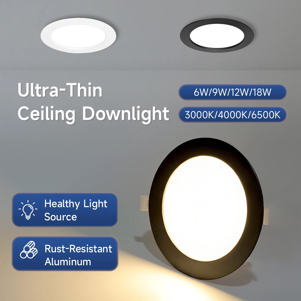 LED Embedded Downlight Ultra-thin Ceiling Downlight Led Ceiling Spotlight Tricolor Spot Lamp For Living Room Corridor Decoration