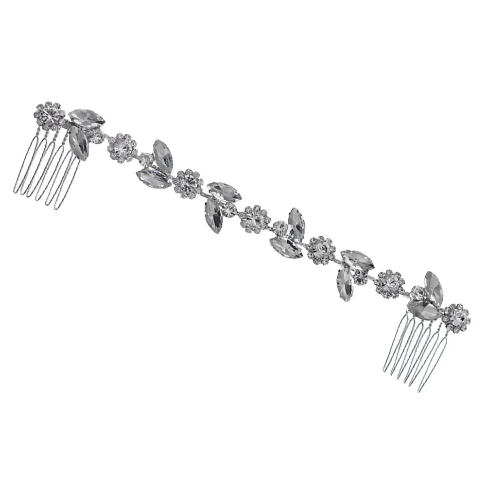 

Sparkly Hair Comb Rhinestone Wedding Gem Clip Copper Crystal Bride Tassel Chain Hairpiece Vintage Combs Accessories French Twist