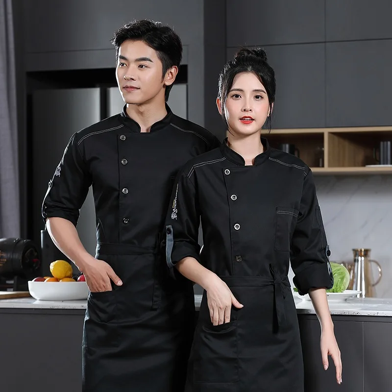 C234 Chef's Jacket Short-sleeved Breathable  Waitress Shies Sushi Chef Uniform Waiter Coat Watier Jacket Plus Size