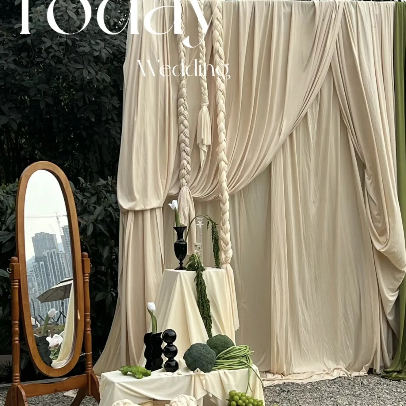 Milk Tea Apricot Champagne Avocado Green Elastic Fabric Silk Draping for Wedding Ceiling Background Tablecloth